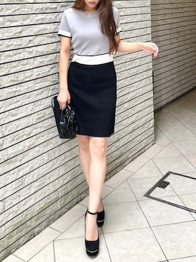 「ブラック×ホワイト」｜「アイテム（ワンピース/ドレス）」を使った、MEGUMIさん（レディース・155cm）の夏コーディネート