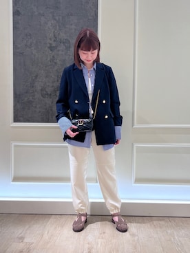 「fredy emue（フレディエミュ）のダブルブレストジャケット（テーラードジャケット）」を使った、katosanpiiiさん（レディース・161cm）の冬コーディネート