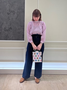 「ビーズバッグ」｜「アイテム（アクセサリー）」を使った、katosanpiiiさん（レディース・161cm）の春コーディネート