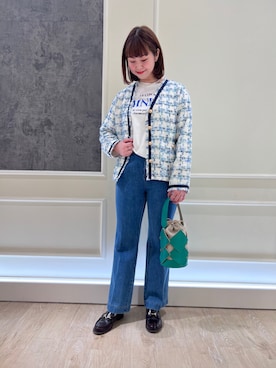 「ほめられ本命コーデ」｜「アイテム（ノーカラージャケット）」を使った、katosanpiiiさん（レディース・161cm）の冬コーディネート