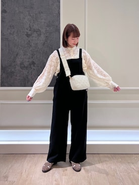 「キルティングバッグ」｜「アイテム（サロペット/オーバーオール）」を使った、katosanpiiiさん（レディース・161cm）の春コーディネート