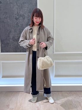 「ケープコート」｜「アイテム（ステンカラーコート）」を使った、katosanpiiiさん（レディース・161cm）の冬コーディネート