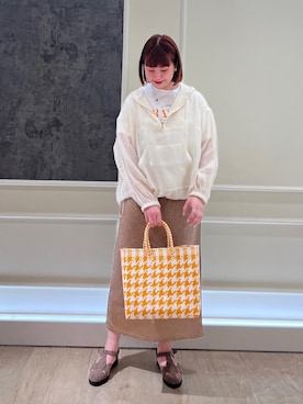 「ラメスカート」｜「アイテム（ブルゾン）」を使った、katosanpiiiさん（レディース・161cm）の春コーディネート