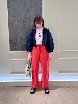 「ミッキーT」｜「アイテム（スラックス）」を使った、katosanpiiiさん（レディース・161cm）の春コーディネート