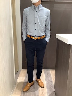 「アイテム（ビジネスシャツ）」を使った、BRICK HOUSE シャツ工房 柿田川サントムーン店さん（メンズ・168cm）の秋コーディネート