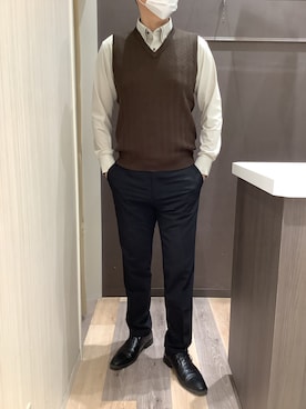 「アイテム（ベスト）」を使った、BRICK HOUSE シャツ工房 柿田川サントムーン店さん（メンズ・180cm）の秋コーディネート