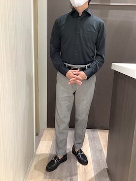 「アイテム（ビジネスシャツ）」を使った、BRICK HOUSE シャツ工房 柿田川サントムーン店さん（メンズ・168cm）の秋コーディネート