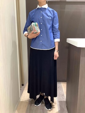 「アイテム（ポーチ、グリーン系）」を使った、BRICK HOUSE シャツ工房 柿田川サントムーン店さん（レディース・167cm）の夏コーディネート