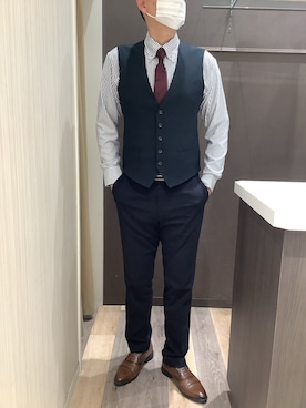 「アイテム（ビジネスシャツ）」を使った、BRICK HOUSE シャツ工房 柿田川サントムーン店さん（メンズ・180cm）の秋コーディネート