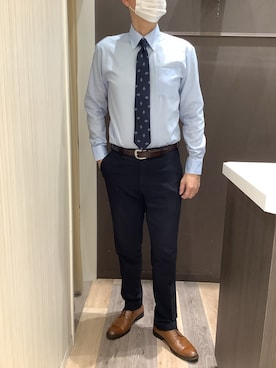 「アイテム（ビジネスシャツ）」を使った、BRICK HOUSE シャツ工房 柿田川サントムーン店さん（メンズ・180cm）の夏コーディネート