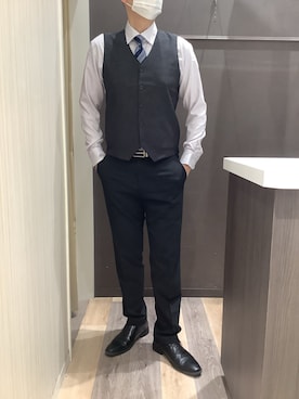 「アイテム（ビジネスシャツ）」を使った、BRICK HOUSE シャツ工房 柿田川サントムーン店さん（メンズ・180cm）の秋コーディネート