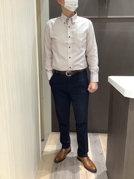 「アイテム（ビジネスシャツ）」を使った、BRICK HOUSE シャツ工房 柿田川サントムーン店さん（メンズ・180cm）の夏コーディネート