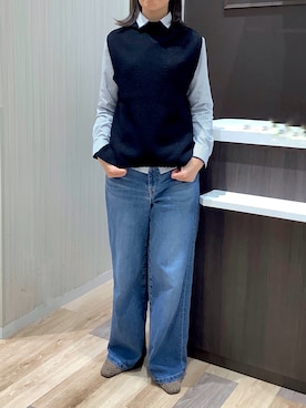 「アイテム（ビジネスシャツ）」を使った、BRICK HOUSE シャツ工房 柿田川サントムーン店さん（レディース・167cm）の秋コーディネート