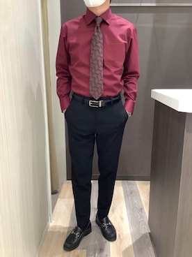 「アイテム（ビジネスシャツ）」を使った、BRICK HOUSE シャツ工房 柿田川サントムーン店さん（メンズ・168cm）の冬コーディネート