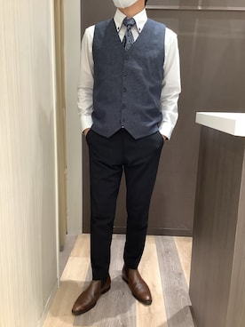 「アイテム（ビジネスシャツ）」を使った、BRICK HOUSE シャツ工房 柿田川サントムーン店さん（メンズ・168cm）の秋コーディネート
