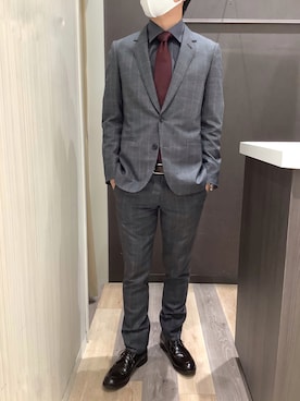 「アイテム（ビジネスシャツ）」を使った、BRICK HOUSE シャツ工房 柿田川サントムーン店さん（メンズ・168cm）の冬コーディネート