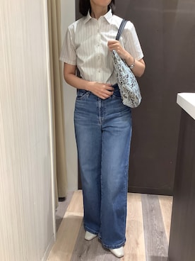「アイテム（ビジネスシャツ）」を使った、BRICK HOUSE シャツ工房 柿田川サントムーン店さん（レディース・167cm）の夏コーディネート