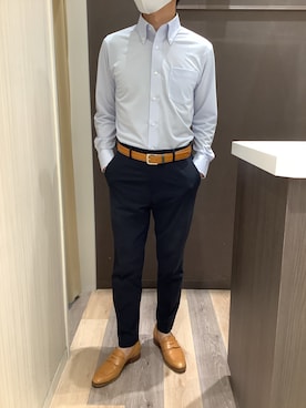「アイテム（ビジネスシャツ）」を使った、BRICK HOUSE シャツ工房 柿田川サントムーン店さん（メンズ・168cm）の秋コーディネート