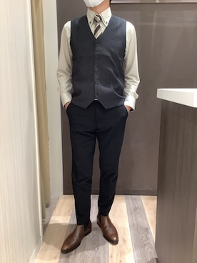 「アイテム（ビジネスシャツ）」を使った、BRICK HOUSE シャツ工房 柿田川サントムーン店さん（メンズ・168cm）の秋コーディネート
