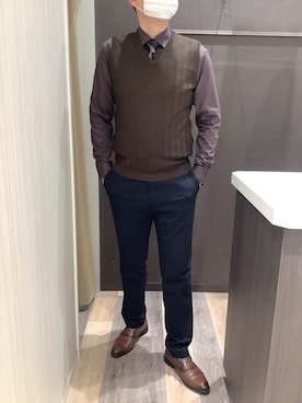 「アイテム（ベスト）」を使った、BRICK HOUSE シャツ工房 柿田川サントムーン店さん（メンズ・180cm）の秋コーディネート