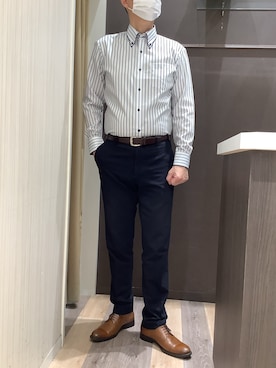 「アイテム（ビジネスシャツ）」を使った、BRICK HOUSE シャツ工房 柿田川サントムーン店さん（メンズ・180cm）の夏コーディネート