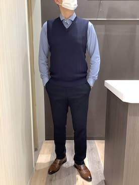 「アイテム（ビジネスシャツ）」を使った、BRICK HOUSE シャツ工房 柿田川サントムーン店さん（メンズ・180cm）の秋コーディネート