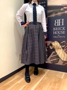 「アイテム（ビジネスシャツ、ブルー系）」を使った、BRICK HOUSE by Tokyo Shirts 春日部イオンモール店さん（レディース・150cm）の秋コーディネート