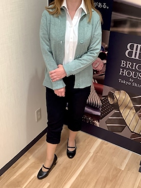 「TOKYO SHIRTS（トウキョウシャツ）のアイテム（カーディガン/ボレロ）」を使った、BRICK HOUSE by Tokyo Shirts 春日部イオンモール店さん（レディース・150cm）の秋コーディネート