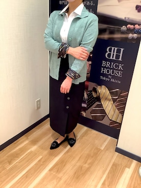 「TOKYO SHIRTS（トウキョウシャツ）のアイテム（カーディガン/ボレロ）」を使った、BRICK HOUSE by Tokyo Shirts 春日部イオンモール店さん（レディース・154cm）の秋コーディネート