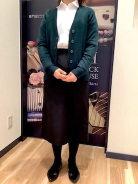 「TOKYO SHIRTS（トウキョウシャツ）のアイテム（カーディガン/ボレロ）」を使った、BRICK HOUSE by Tokyo Shirts 春日部イオンモール店さん（レディース・153cm）の冬コーディネート