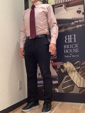 BRICK HOUSE by Tokyo Shirts 春日部イオンモール店さんの「形態安定ノーアイロン スナップダウン 長袖ビジネスワイシャツ」を使ったコーディネート