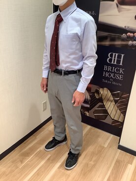 「アイテム（ビジネスシャツ、ブルー系）」を使った、BRICK HOUSE by Tokyo Shirts 春日部イオンモール店さん（メンズ・165cm）の冬コーディネート
