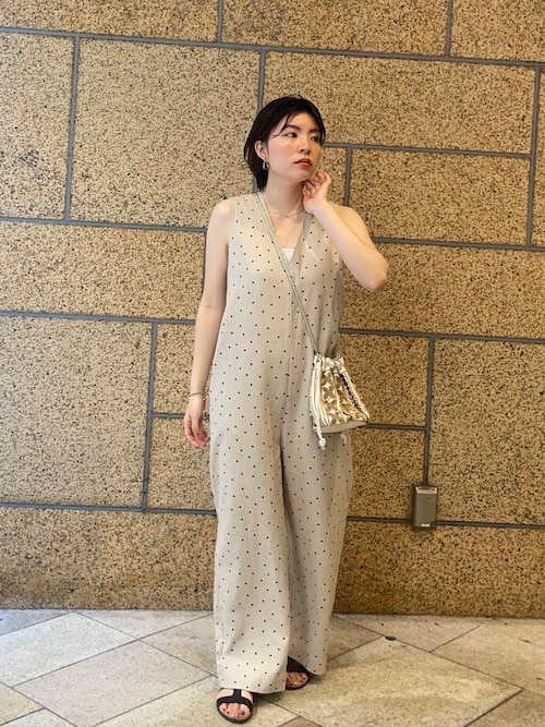 セール】リネンレーヨンドットオールインワン（サロペット