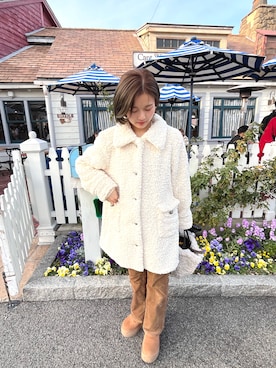 「アイテム（ダッフルコート、ベージュ系）」を使った、misatoさん（レディース・158cm）の冬コーディネート