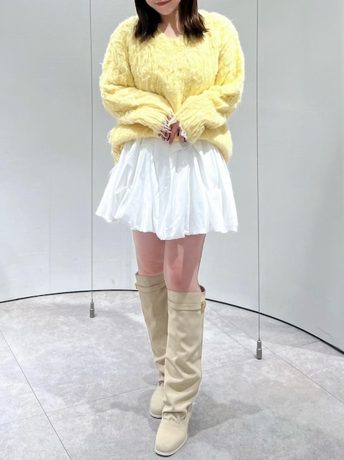 【WEB限定カラーあり】リップルカールⅤネックニット