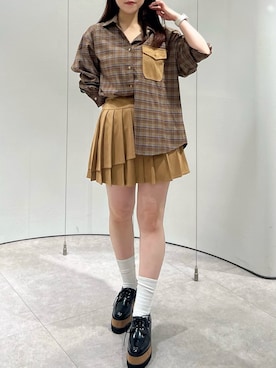 「アイテム（ローファー）」を使った、shionさん（レディース・152cm）の夏コーディネート