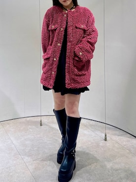 「アイテム（ブルゾン、レッド系）」を使った、shionさん（レディース・152cm）の秋コーディネート