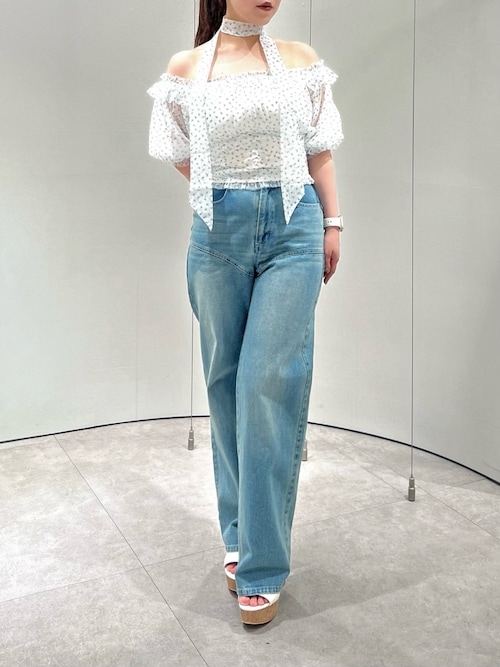 ブラウス シャツ ネックピース付チュールブラウス レディース dazzlin ブラウス シャツ ネックピース付チュールブラウス