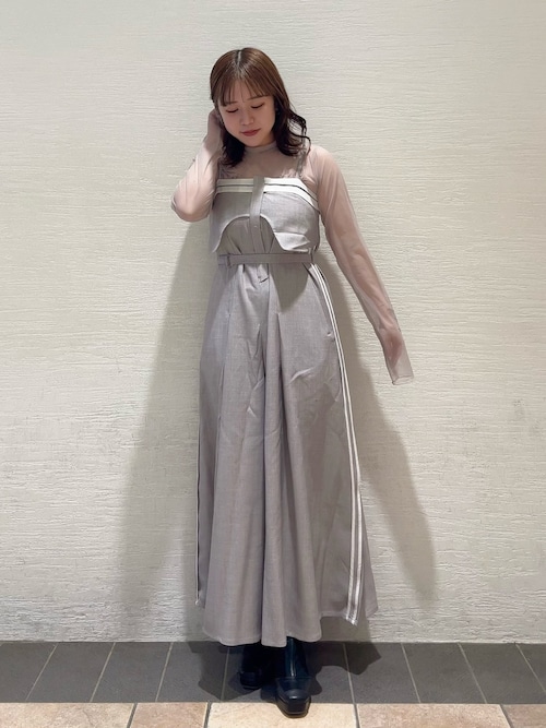 セール】パイピングラインオーバーサロペット（ワンピース）｜dazzlin  