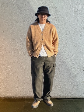 「アイテム（帽子）」を使った、岩崎タイチさん（メンズ・169cm）の秋コーディネート