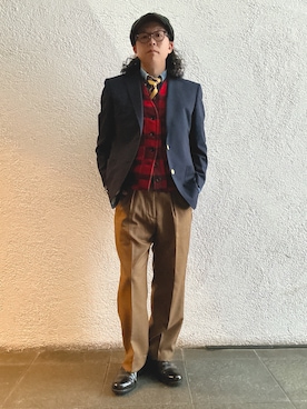 「アイテム（キャスケット）」を使った、岩崎タイチさん（メンズ・169cm）の秋コーディネート