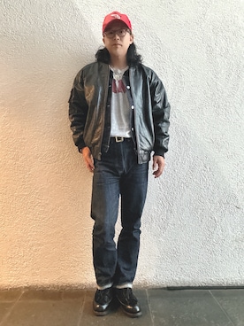 「アイテム（デニムジャケット）」を使った、岩崎タイチさん（メンズ・169cm）の秋コーディネート