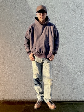 「アイテム（パーカー）」を使った、岩崎タイチさん（メンズ・169cm・40代）の冬コーディネート