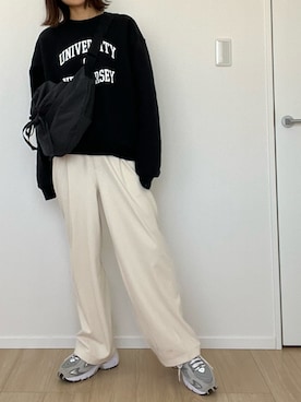 「ANGIE（アンジー）のアイテム（スウェット）」を使った、hanaさん（レディース・156cm）の冬コーディネート