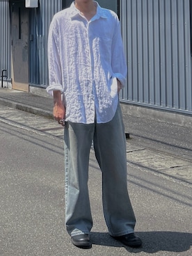 「antipromindのアイテム（デニムパンツ、ブルー系）」を使った、Ryotaさん（メンズ・180cm）の夏コーディネート
