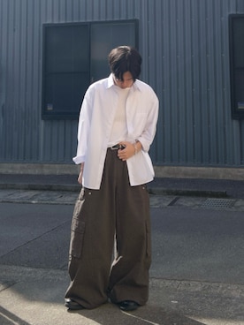 「アイテム（カーゴパンツ）」を使った、Ryotaさん（メンズ・180cm）の秋コーディネート