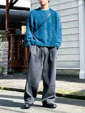 「SINSS（シンス）のWide balloon denim / ワイドバルーンデニム（デニムパンツ）」を使った、Ryotaさん（メンズ・180cm）の秋コーディネート