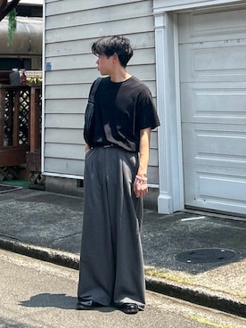 「黒Tシャツ」｜Ryotaさん（メンズ・180cm）の夏コーディネート
