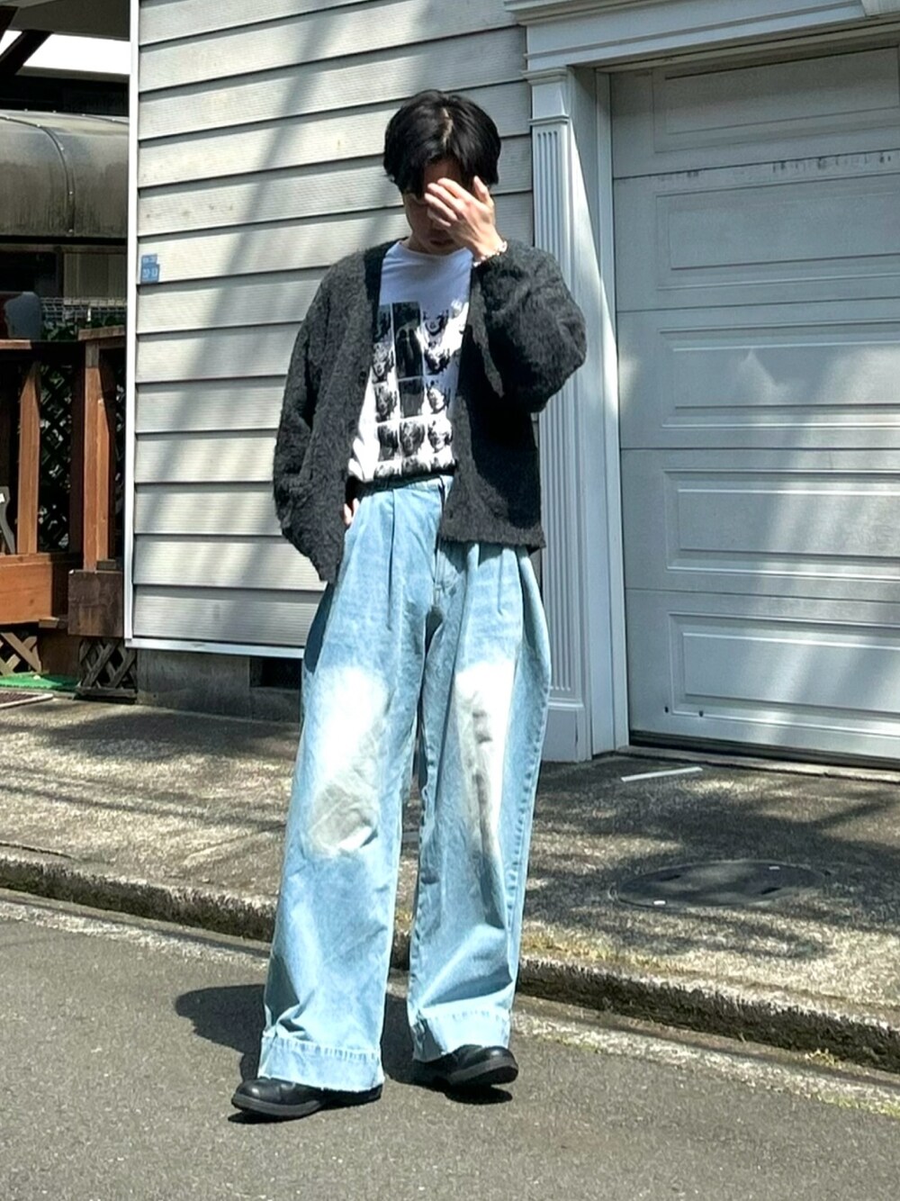 SINSS（シンス）の「Shaggy knit mix cardigan / シャギーニット