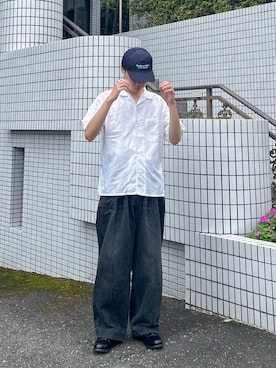 「Nanmo.（ナンモ）のVintage Denim Slacks / デニムスラックス（デニムパンツ）」を使った、Ryotaさん（メンズ・180cm）の夏コーディネート